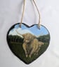 Scottish Highland Cow And Calf Painting On Hanging Slate Heart - Image 3