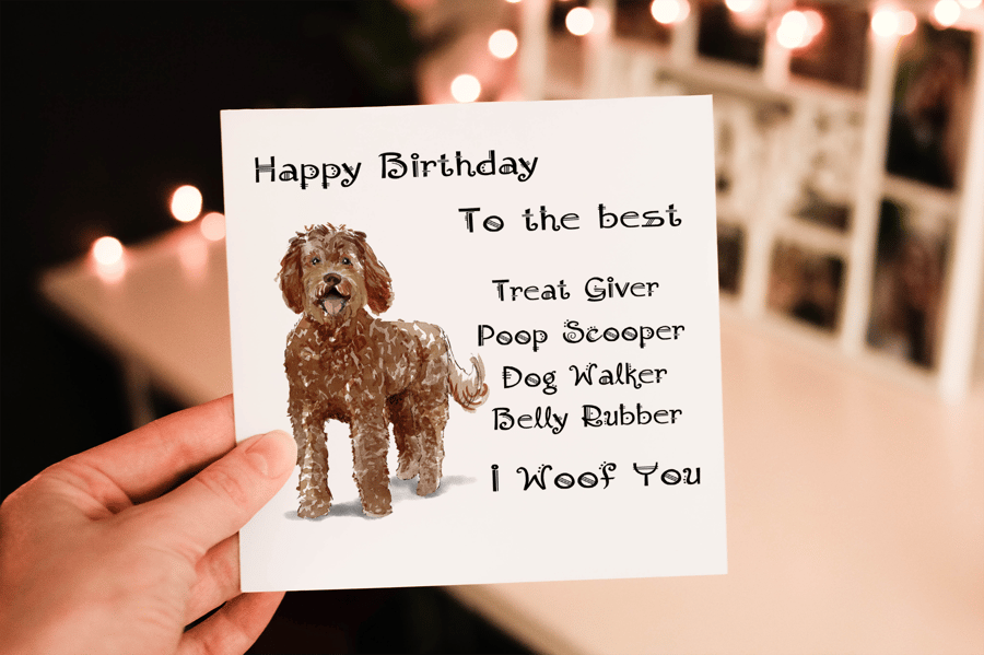 Labradoodle Dog Birthday Card, Dog Birthday Card, Personalized Dog Breed