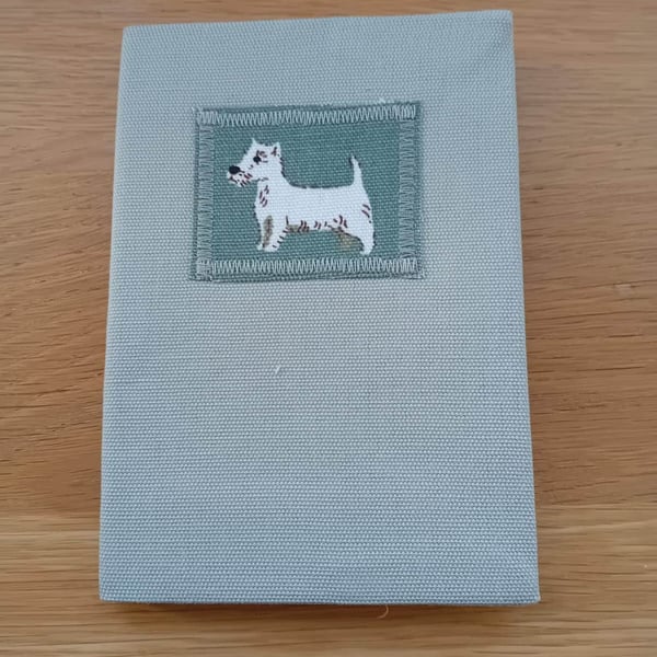 A6 Fabric covered notebook - Westie -  West Highland White Terrier applique