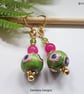 Hand Made Polymer Clay Beads, Quartzite & Peridot Gold Plate Earrings