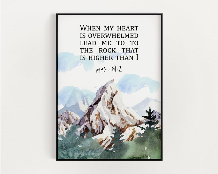 BIBLE VERSE WALL Art, Psalm 61:2, Scripture Wall Art, Bible Quotes, Wall Art