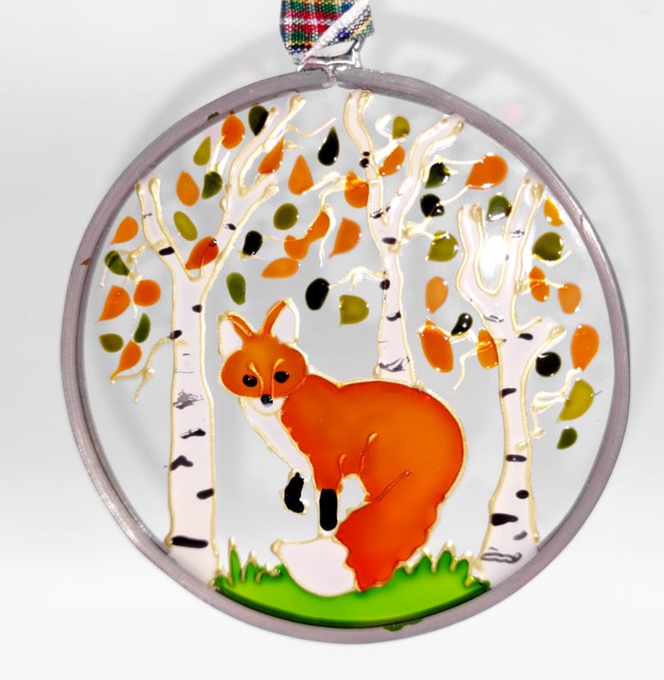 Handmade glass painted window hanging or Christmas tree bauble