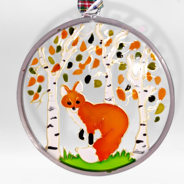 Handmade glass painted window hanging or Christmas tree bauble