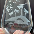 Hand Etched Glass, Summer Sun, Island life