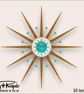 Mid Century Starburst Wall Clock By Royale The Welby in Turquoise - 4 Sizes - Image 5