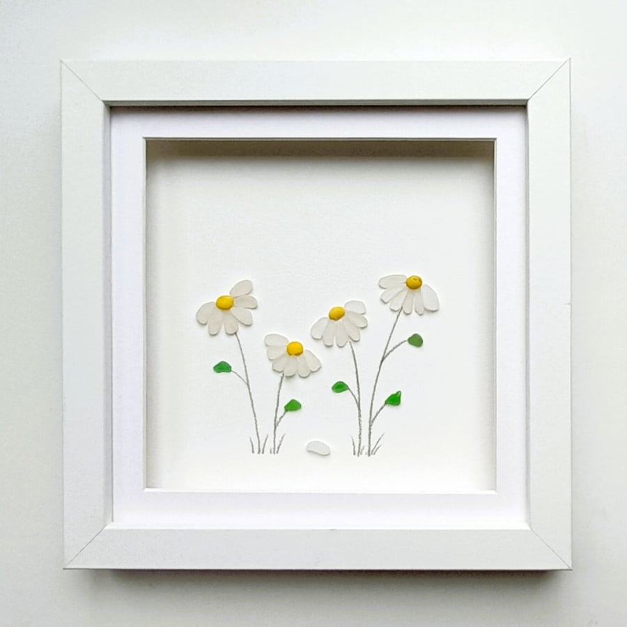 Sea Glass Daisies, Floral Wall Art, Gifts for Her