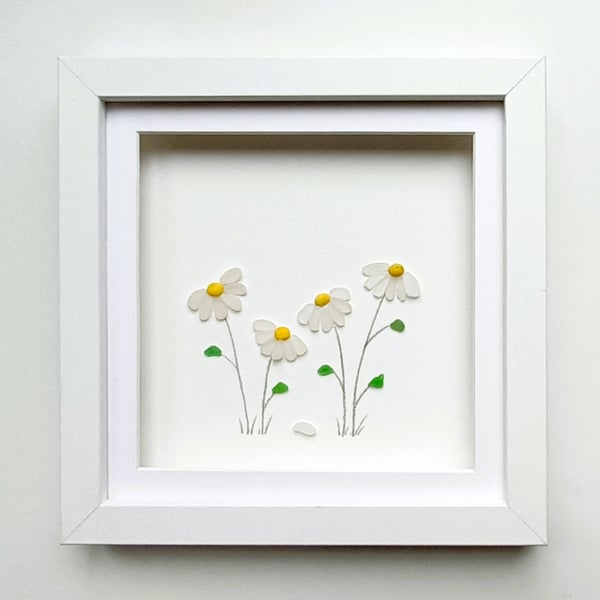 Sea Glass Daisies, Floral Wall Art, Gifts for Her