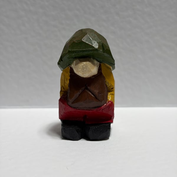 Mini Hand Carved Wooden Folk Figure – One of a Kind Folk Art Sculpture