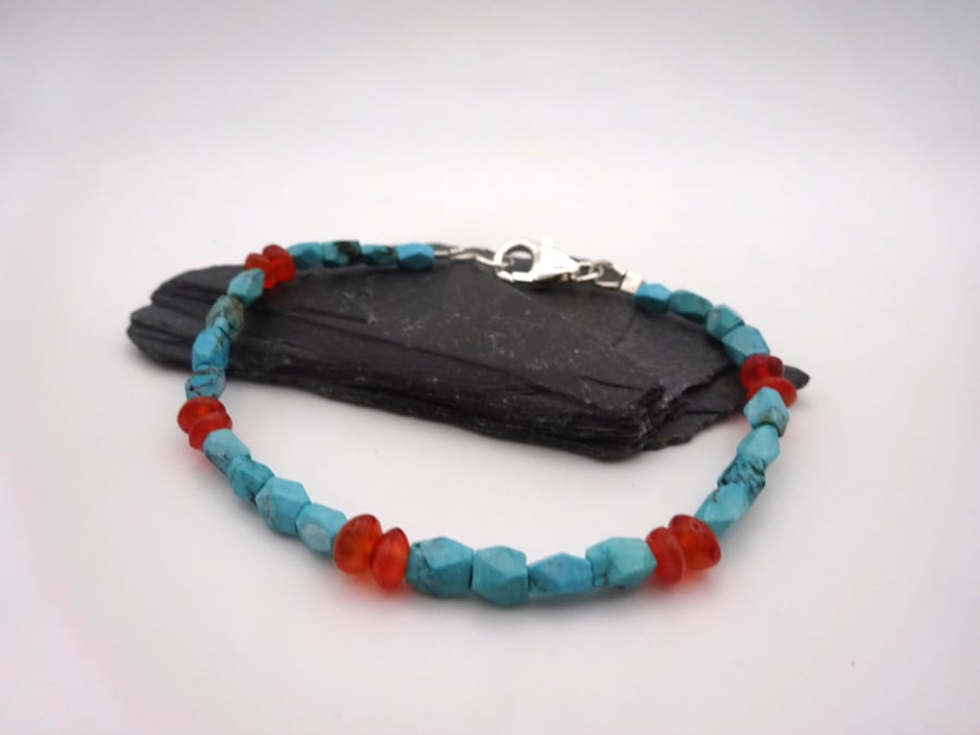 turquoise and carnelian gemstone bracelet