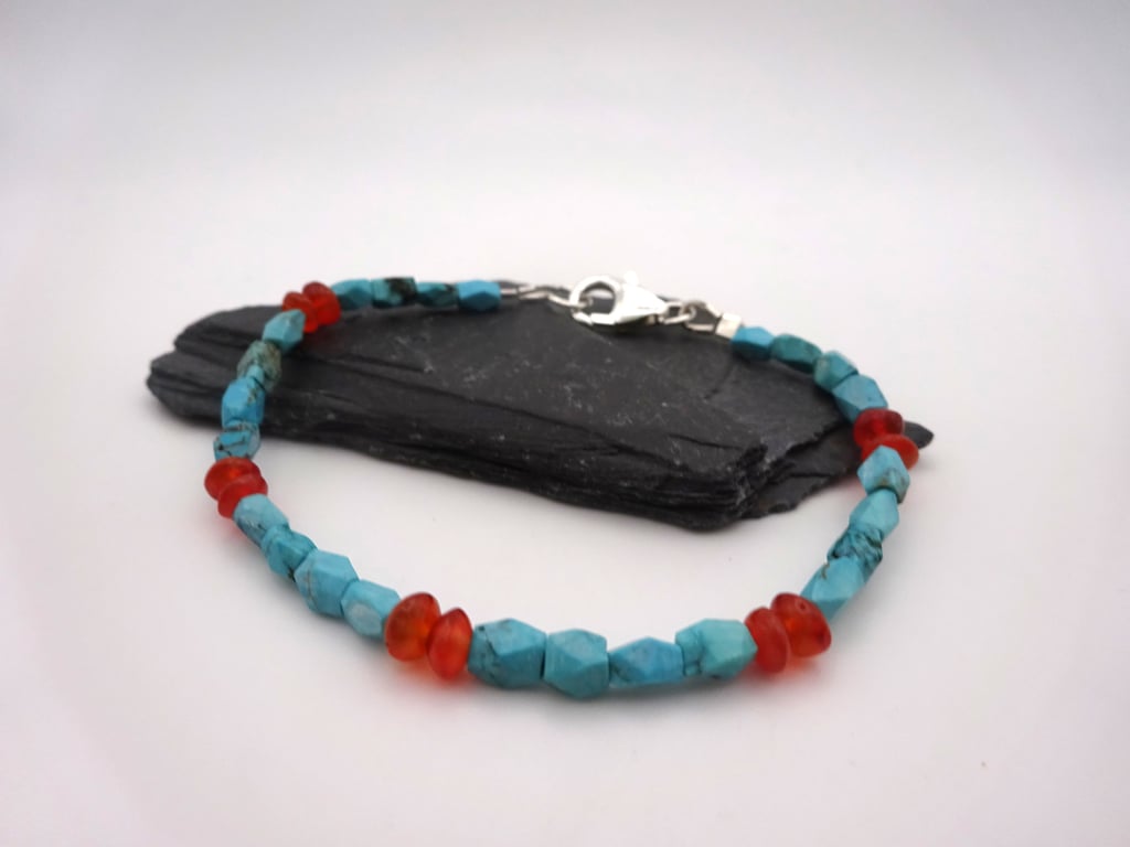 turquoise and carnelian gemstone bracelet