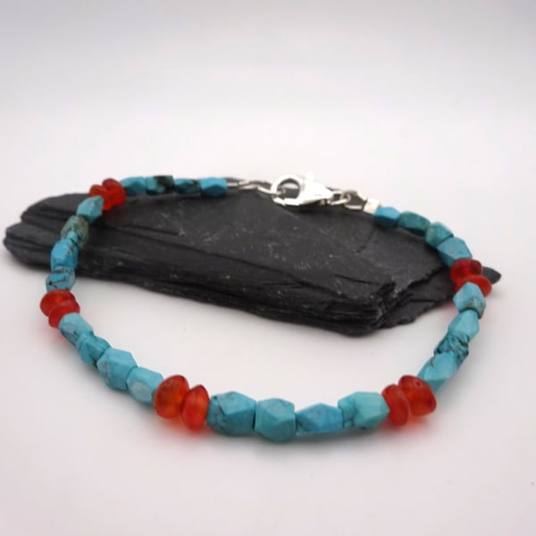 turquoise and carnelian gemstone bracelet