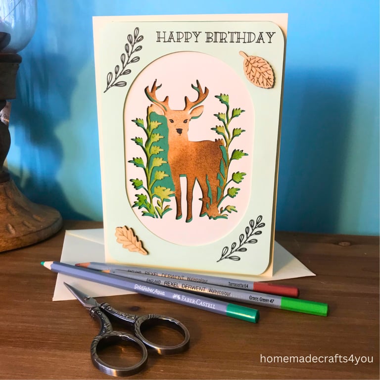Raised Deer Birthday Card