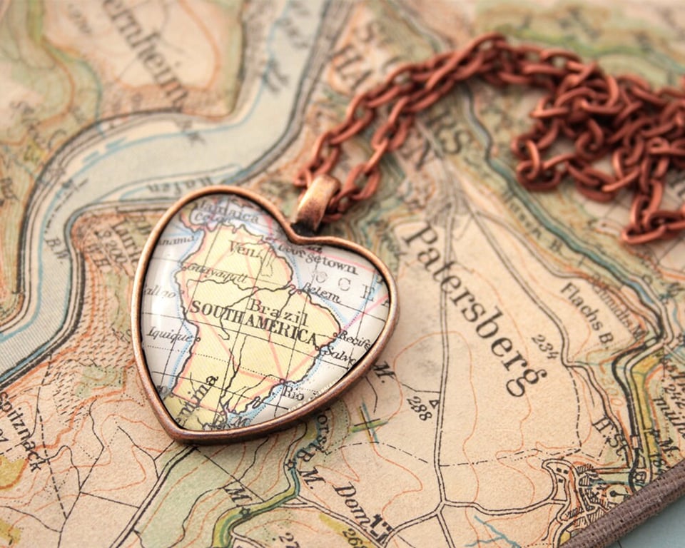 Personalized Necklace Sweetheart Gift Custom Map Heart Necklace I Gifts for Girl