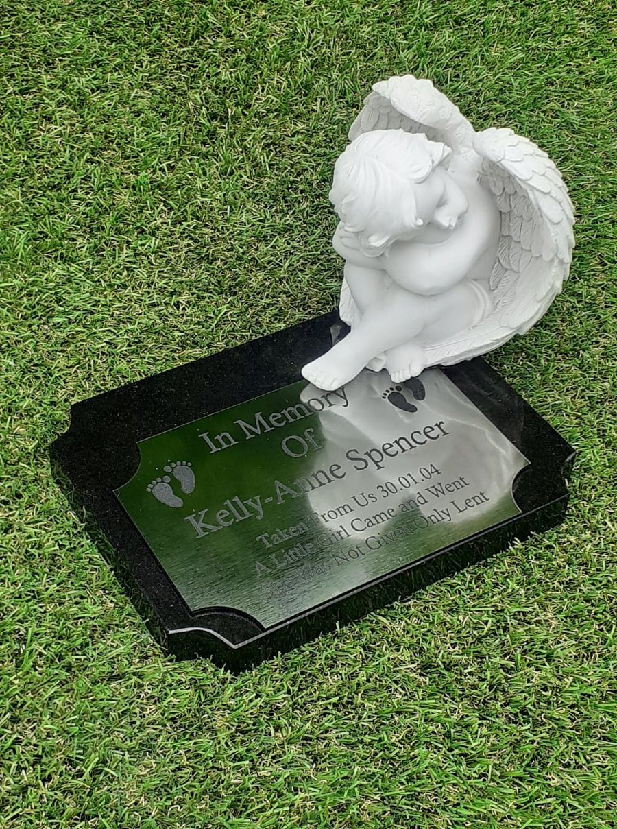 Granite Baby Memorial Grave Marker Infant Grave Plaque Stone Baby Grave Ornament