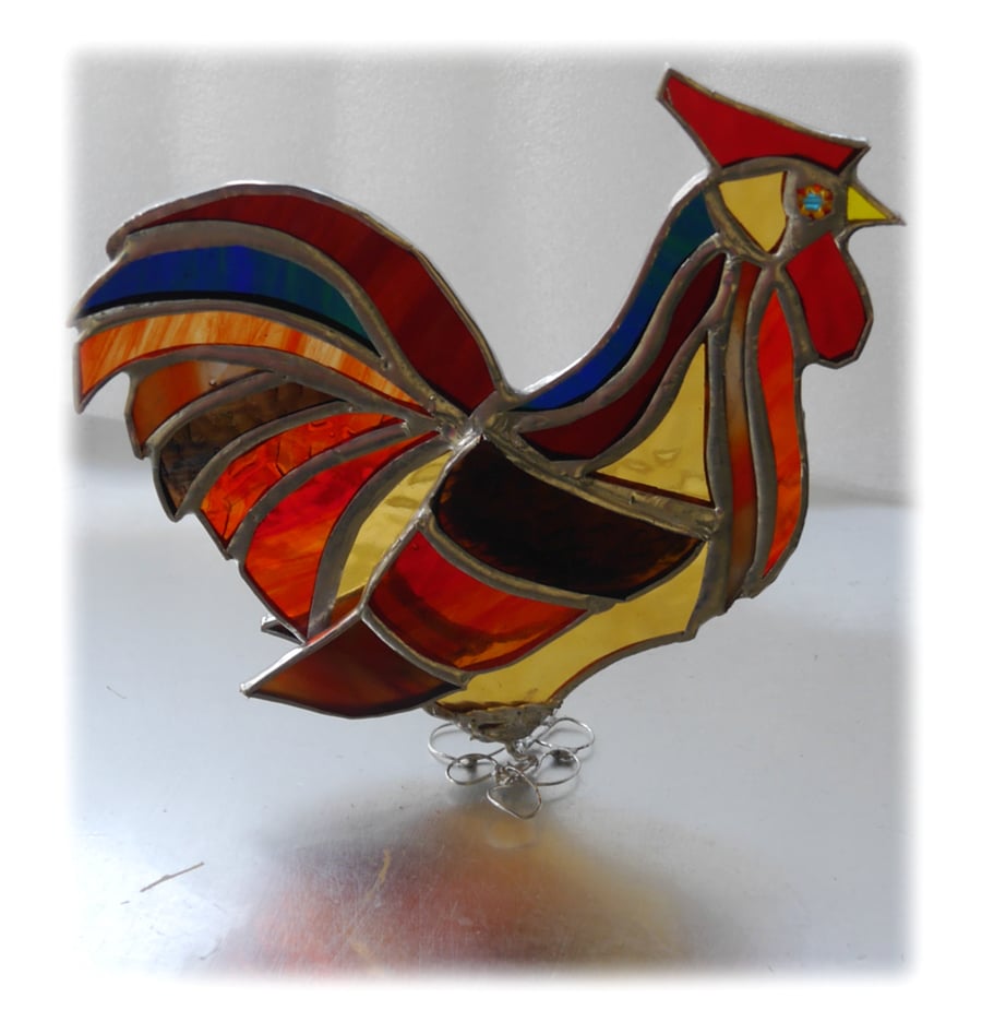 Rooster Stained Glass Ornament Cockerel Richard 1X