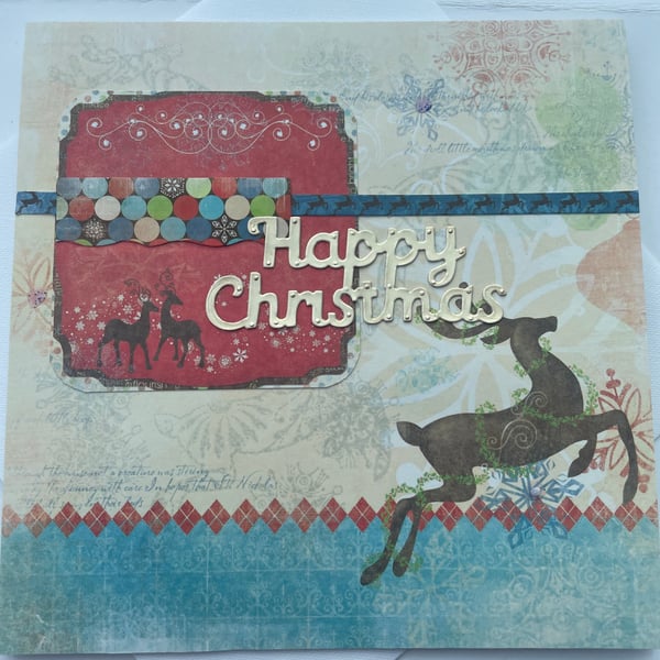 Prancing reindeer Happy Christmas card