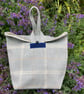 Vintage tweed, wool and leather pouch bag or storage bag.