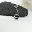 butterfly necklace glass enamelled purple amethyst sterling silver