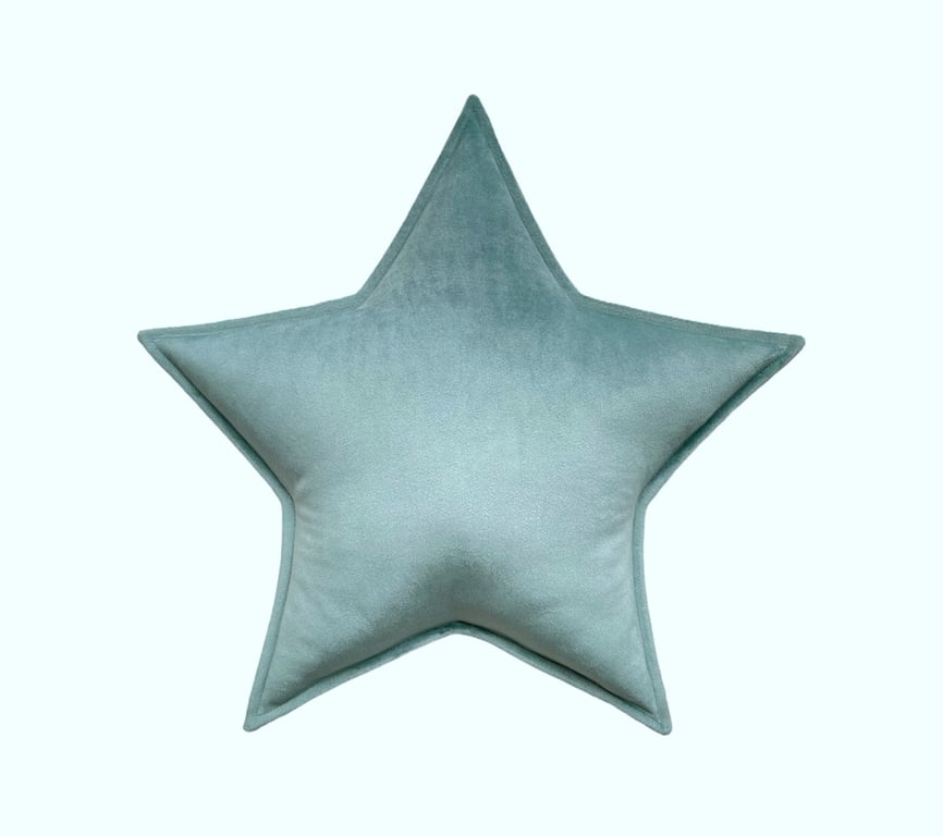 Duck Egg Green Velvet Star Shaped Cushion Celestial Elegance Throw Pillow Decor