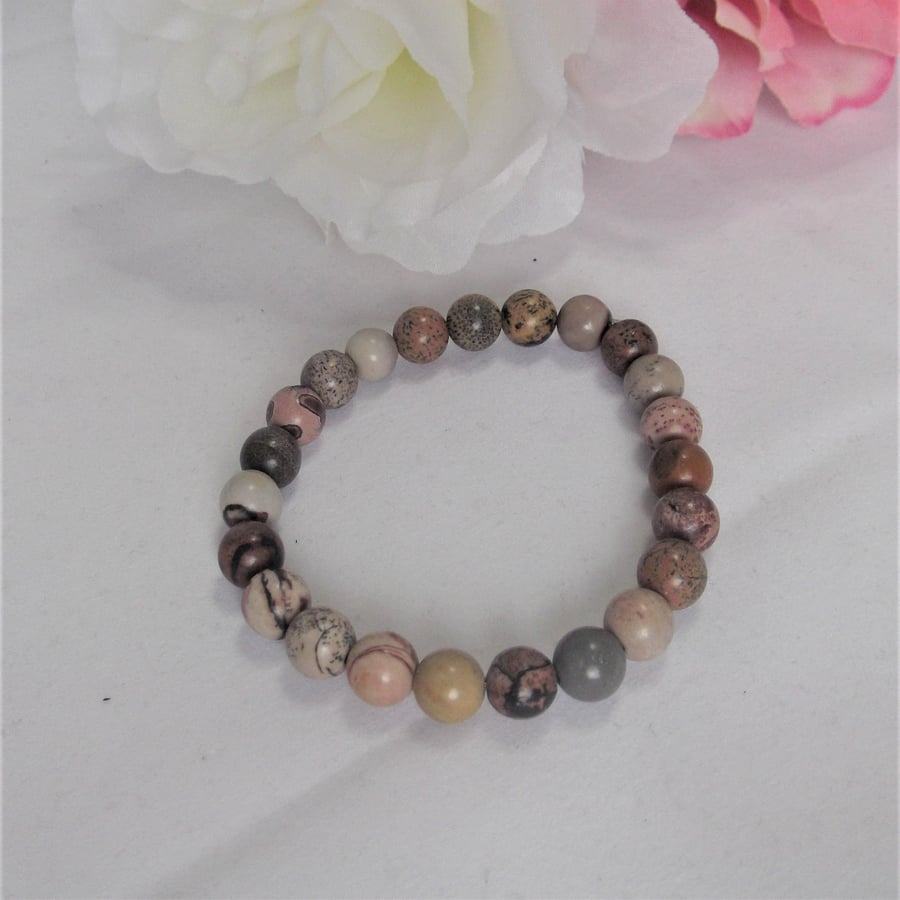 Chohua jasper stretchy bracelet unisex focus