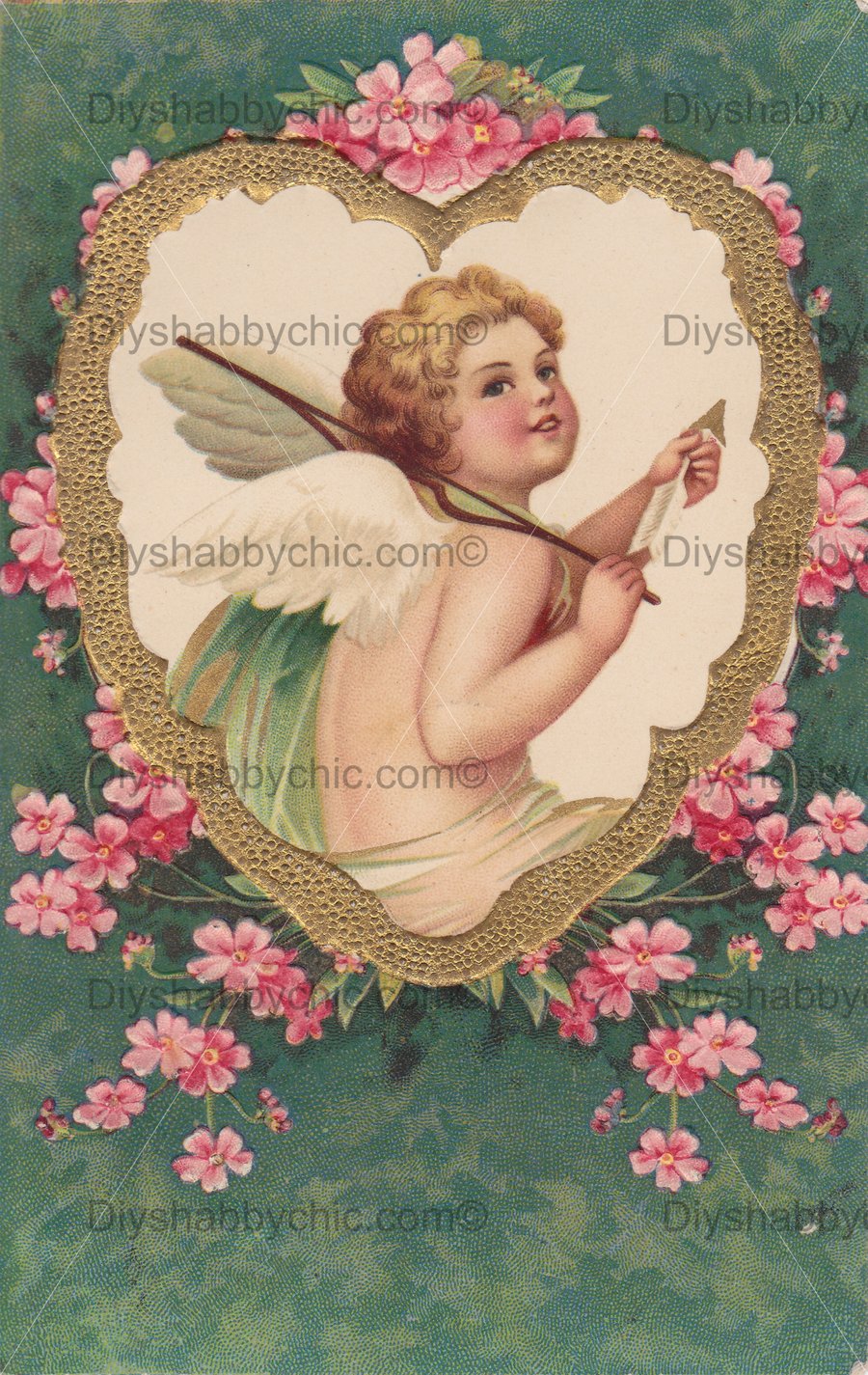 Waterslide Wood Furniture Decal Vintage Image Transfer Shabby Chic Angel Heart