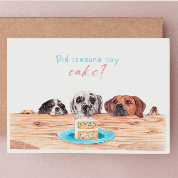 Dogs and Cake Birthday Card - Dog Birthday Cards, Dalmatian Birthday cards