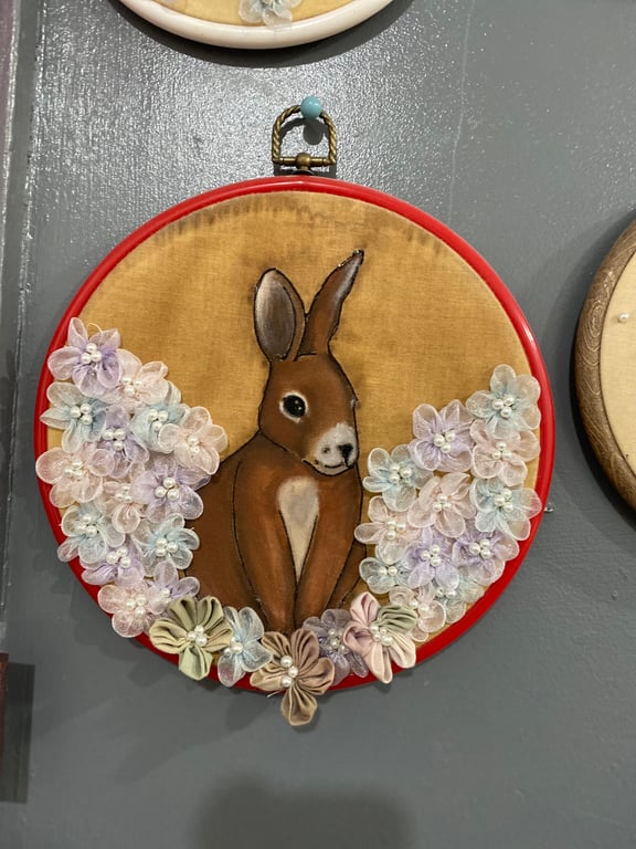 Rabbit illustration with flowers 