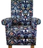 Clarke Forester Fabric Adult Armchair Chair Navy Blue Orange Accent Rabbits - Image 1