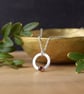 Textured Sterling Silver Circle Necklace with Garnet