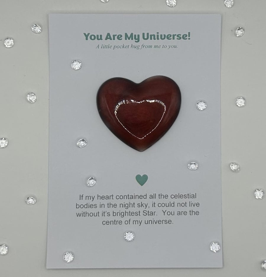 Pocket Hug - Resin Heart and Universe - You Are My Brightest Star
