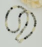 NECKLACE BLACK RUTILE AND IVORY AGATE GEMSTONE NECKLACE