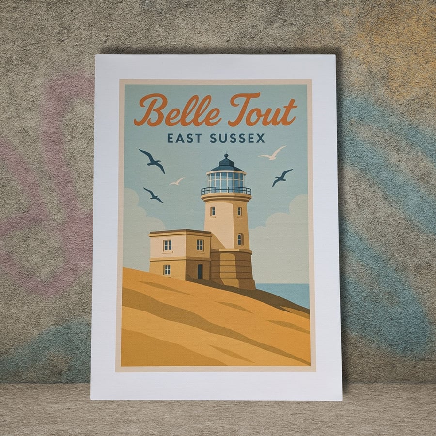 Belle Tout Lighthouse, East Sussex - A4 Canvas Print