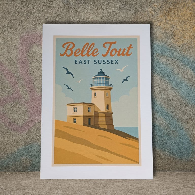 Belle Tout Lighthouse, East Sussex - A4 Canvas Print