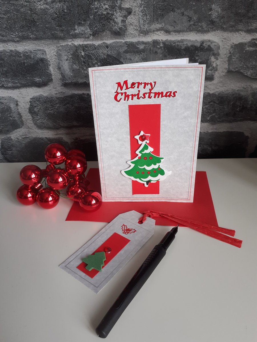 Christmas tree Christmas card and gift tag
