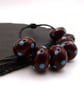 lampwork glass beads, brown and turquoise spots - Image 3