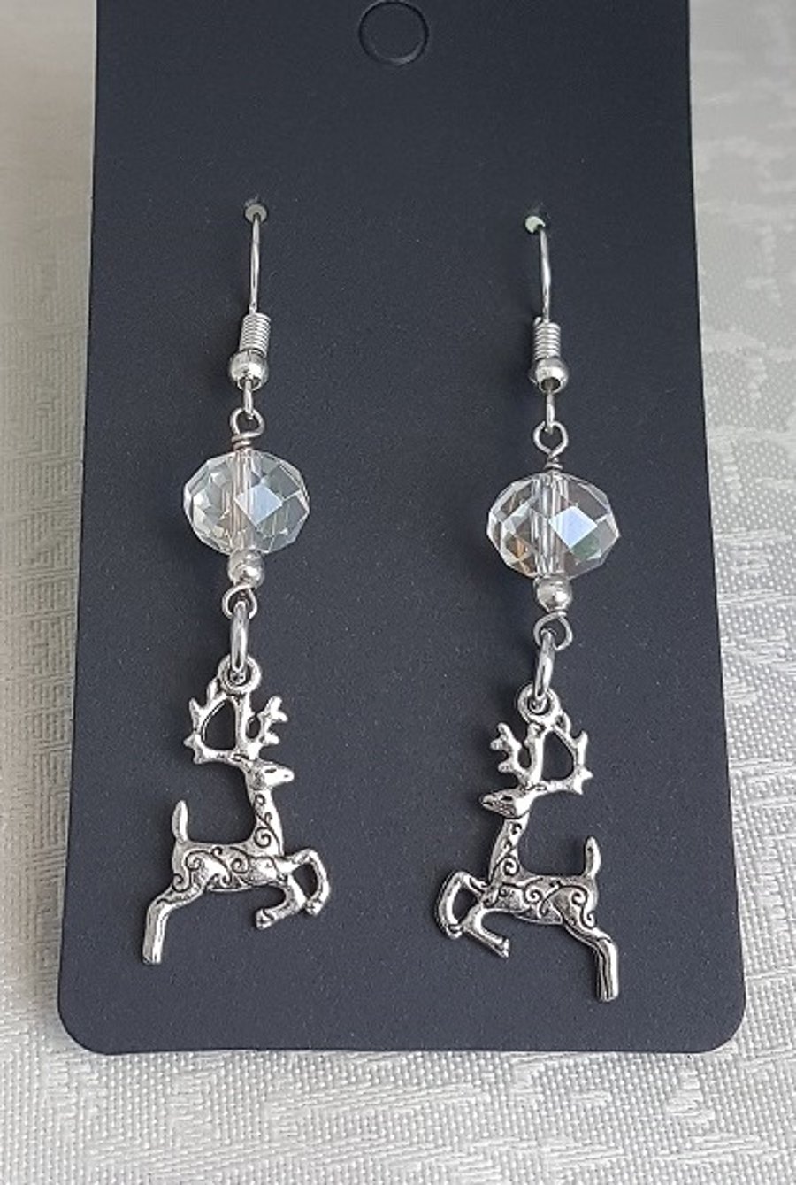 Gorgeous Reindeer Charm Festive Earrings with crystals