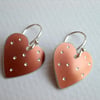 Heart spotty earrings in copper