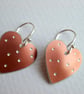Heart spotty earrings in copper - Image 1