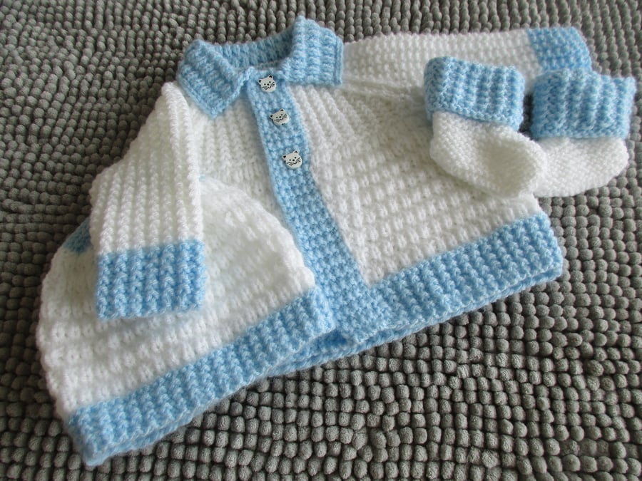 14" Newborn Coat Hat and Booties