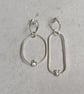 Recycled Sterling Silver Asymmetrical Wire Drop Earrings with Silver Nuggets - Image 2
