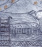 Princes and the Pea in Prussian Blue with Gold Stars - Dry Point etching - Image 2