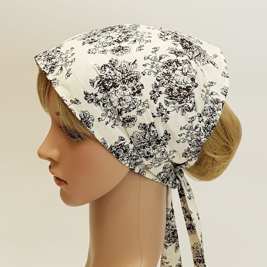 Hair covering for women, wide floral cotton hea... - Folksy