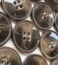 Bag of 12 Dark Brown Woodgrain Ring Edge Dish Buttons, 22mm Wide, Chunky Knits