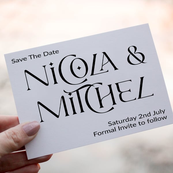 Save The Date Wedding Invitation, Personalised Wedding Stationery, Save The Date