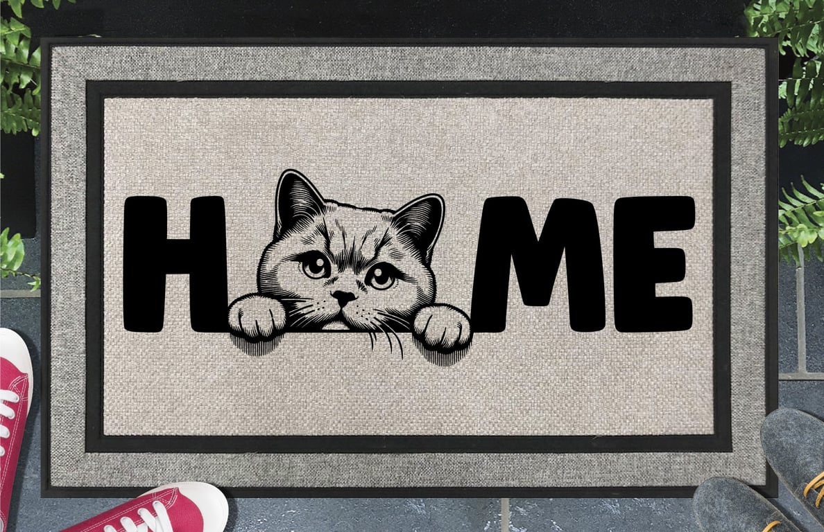 British Shorthair Cat Home Door Mat No.3 - Welcome Mat - All Weather - 45x70cm 