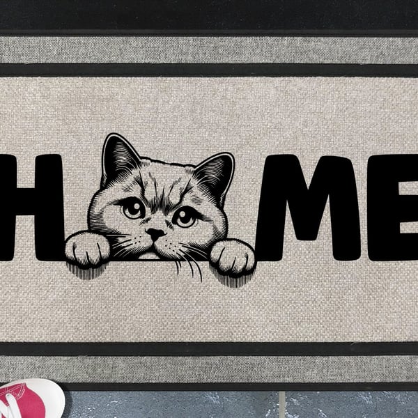 British Shorthair Cat Home Door Mat No.3 - Welcome Mat - All Weather - 45x70cm 