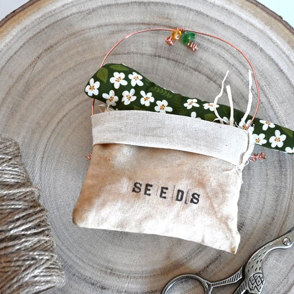 green bird seed bag 