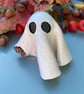 Handmade cute ghost with teddy bear, spooky Halloween decor, autumn colours