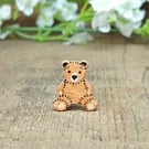 Teddy Bear Pin, Teddy Bear Brooch, Wooden Brooch, Handmade Pin
