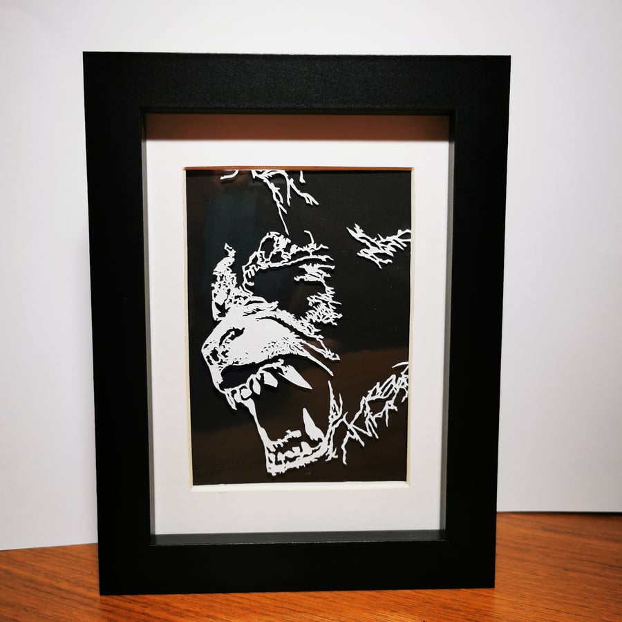 Blue Moon (An American Werewolf In London)  hand cut framed papercut 